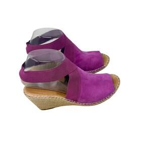 Gentle Soul Kenneth Cole Colleen Purple Suede Espadrille Wedges Peep Womens 8.5
